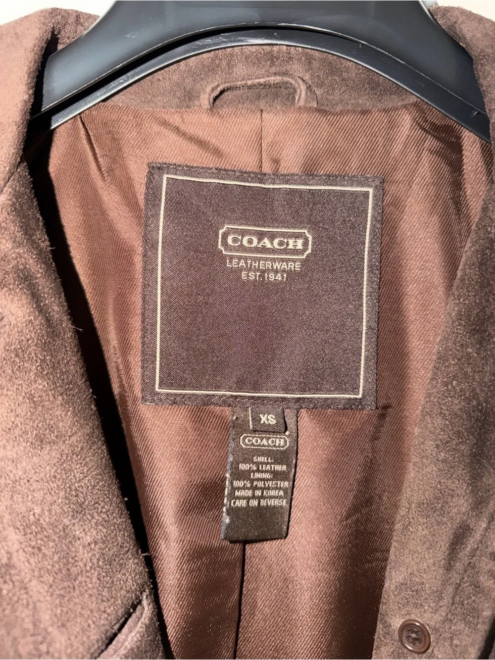 Coach Women's Brown Suede Button-Front Jacket